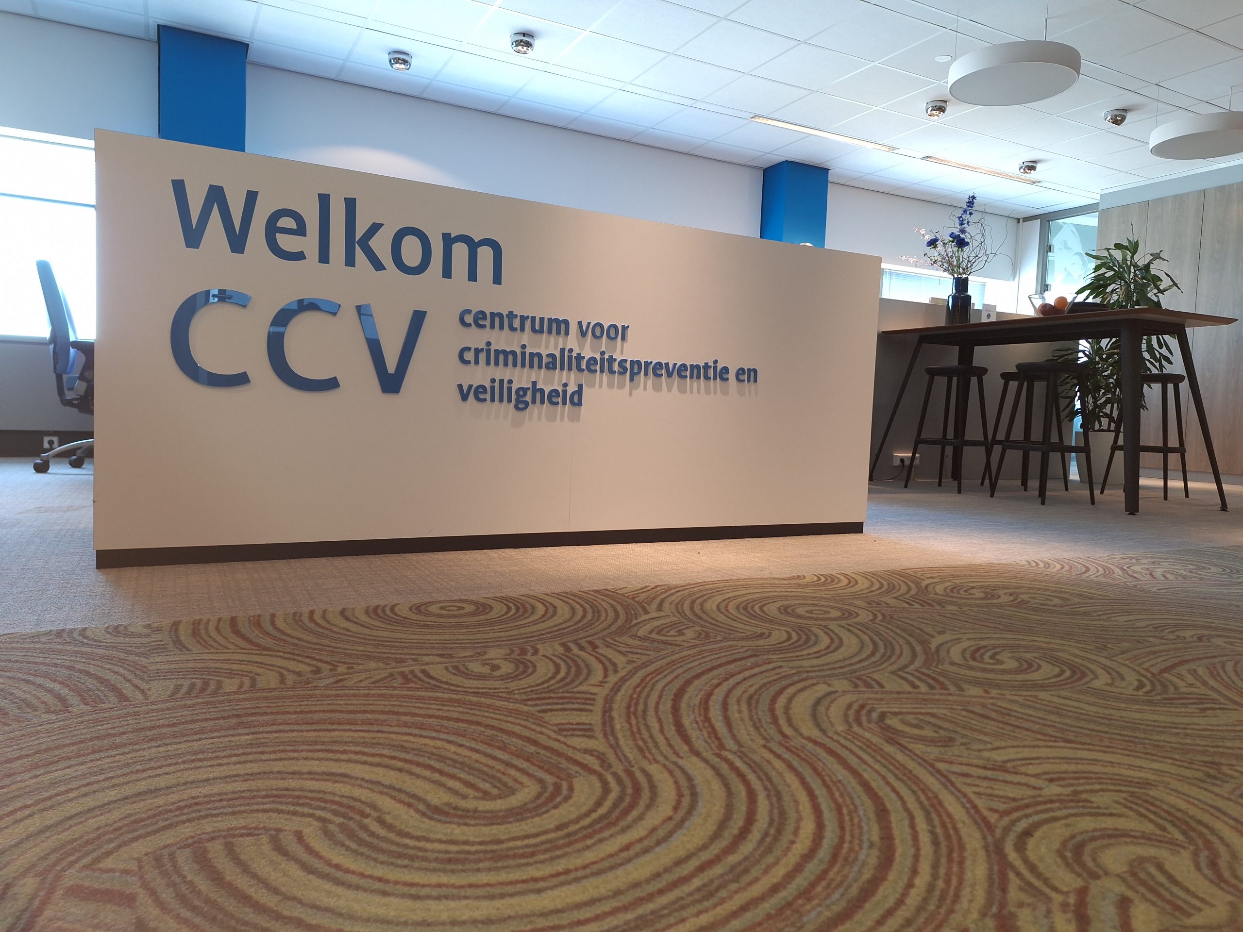 Balie op het kantoor van het CCV in Utrecht.