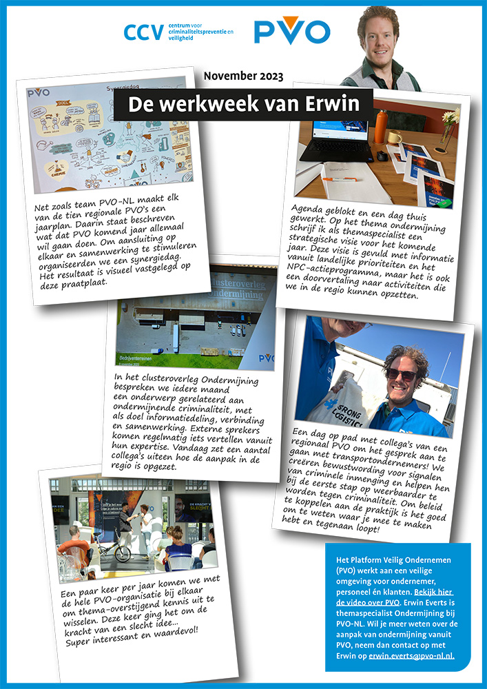 Overzicht van de werkweek van PVO-adviseur Erwin Everts