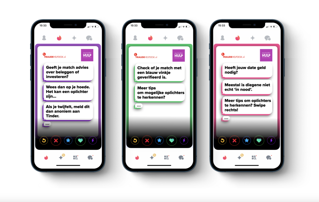 Campagne afbeelding van Tinder voor een nieuwsbericht van het CCV