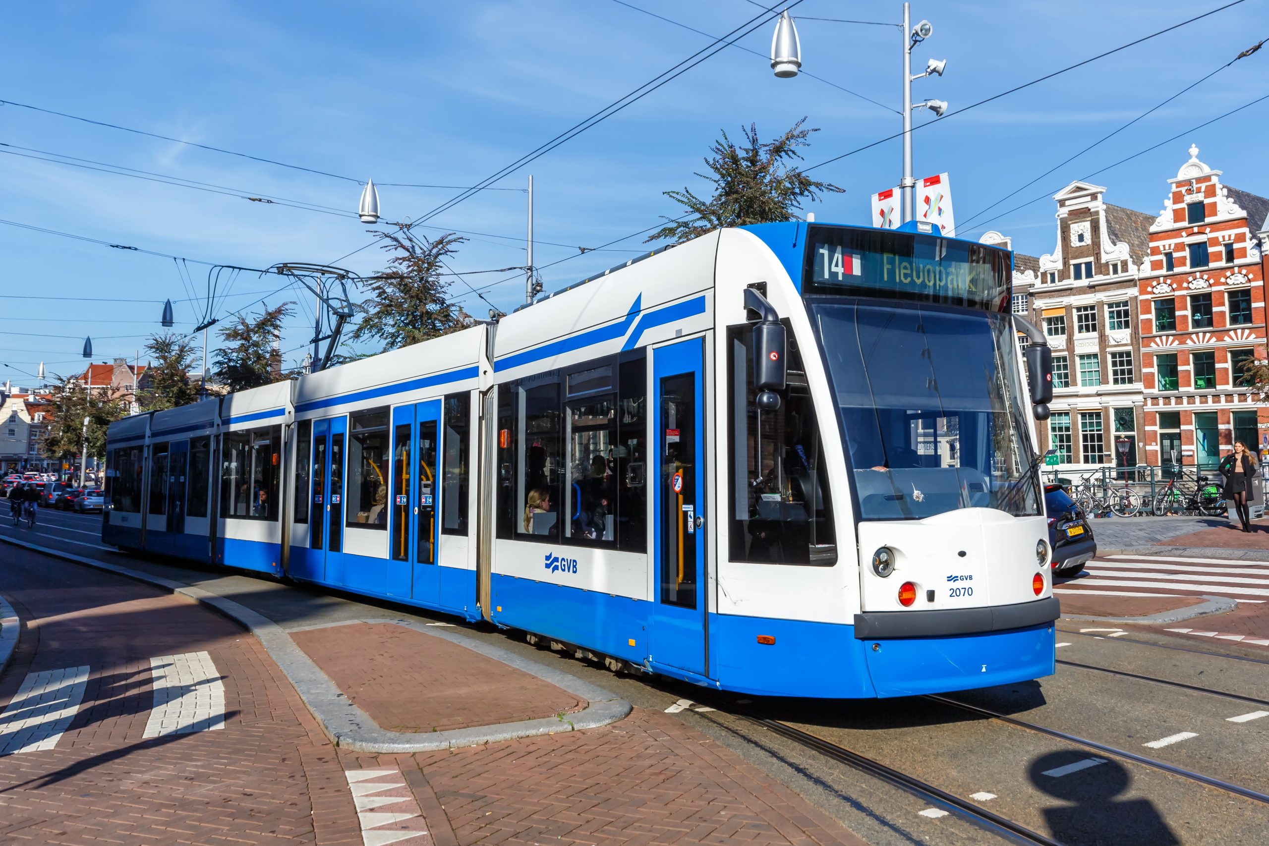 Tram van de GVB bij Amsterdam Rokin