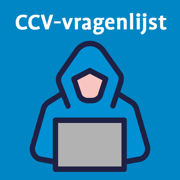 illustratie poppetje achter laptop met tekst 'CCV-vragenlijst' erboven