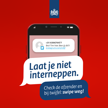 Campagneflyer 'laat je niet interneppen'. Afbeelding ter illustratie voor het webdossier cybercrime.