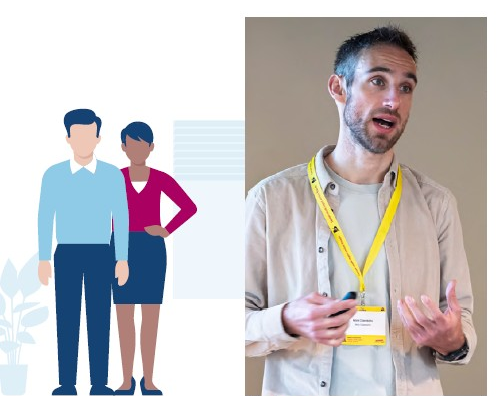 Mick Claessens, adviseur van het CCV, geeft een presentatie.